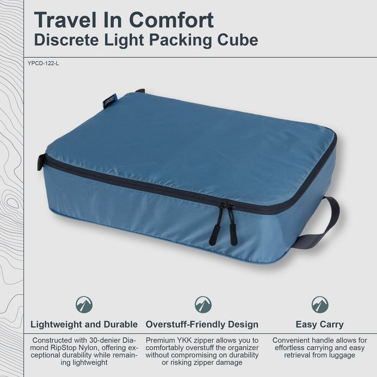 an advertisement for a travel light packing cube