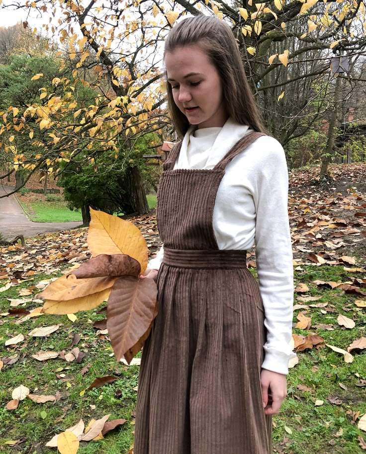 "Brown corduroy dress with a detachable top with buttons on the inside of the skirt. This allows you to wear a convertible dress and a midi skirt separately. By purchasing such a dress, you save money, as you acquire two looks at once in Cottagecore style. Prairie Vintage dress like from book \"Anne Of Green Gables\". Overall dresses for women for every day. This dress is the best choice for gift for women! M A T E R I A L of Convertible dress Corduroy fabric S I Z E of Cottagecore dress Dress l Brown Corduroy Dress, Overall Dresses, Classic Kibbe, Life Plans, Core Fashion, Pinafore Apron, Top With Buttons, Teaching Outfits, Cottagecore Outfits