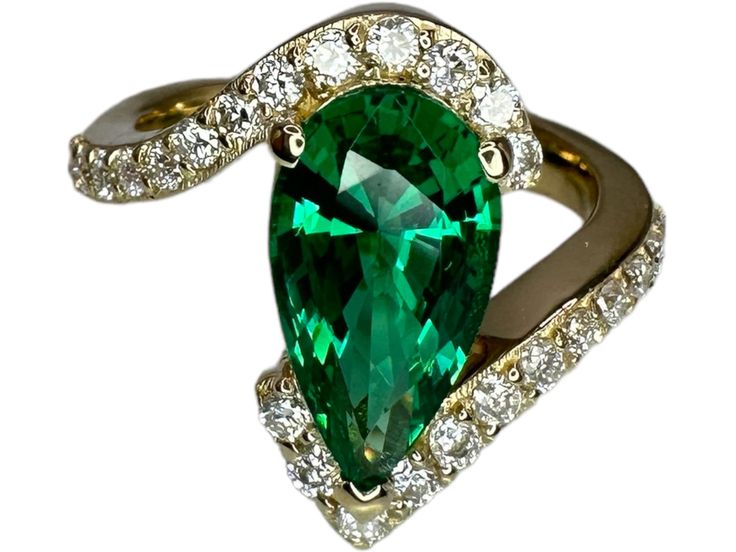 Wow picks! Green Emerald pear cut engagement ring 14k solid gold, Unique September birthstone anniversary ring, something blue bridal jewelry handmade, at $825.00 Choose your wows. 🐕 #PearShaped #HandmadeJewelry #UniqueSapphire #BridalJewelry #14kSolidGold #SomethingBlue #PromiseRing #TeardropRing #AnniversaryRing #EngagementRing Pear-shaped Fine Jewelry For Wedding Gift, Teardrop Brilliant Cut Emerald Wedding Ring, Wedding Teardrop Emerald Ring With Brilliant Cut, Moissanite Pear-shaped Rings As Gift, Pear-shaped 14k Gold Gemstone Wedding Ring, Solitaire Pear-shaped Promise Ring Jewelry, Pear-shaped Solitaire Promise Ring, Heirloom Teardrop Jewelry For Anniversary, Pear-shaped Halo Setting Jewelry For Promise