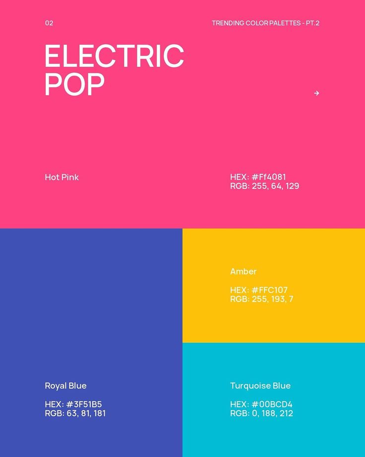 the electric pop logo is shown in four different colors and font styles, including pink, blue, yellow, and red