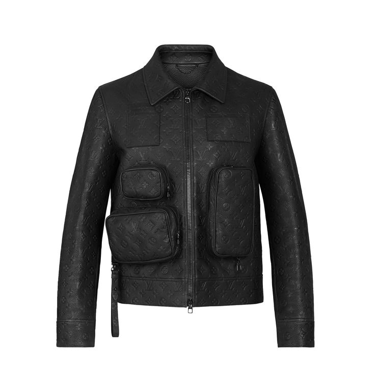 This must-have monogram embossed utility jacket spotlights the 3d pockets that are a virgil abloh signature. Tailored from calf leather embossed with the house’s iconic monogram motif, it features an array of different-shaped pockets inspired by louis vuitton’s leather goods. It is cut in a regular fit, with a signed palladium staple on a  loop at the back Louis Vuitton Jacket, Mens Monogram, Louis Vuitton Travel, Gucci Jacket, Louis Vuitton Store, Lapel Jacket, Men Streetwear, Men's Leather Jacket, Mens Lifestyle