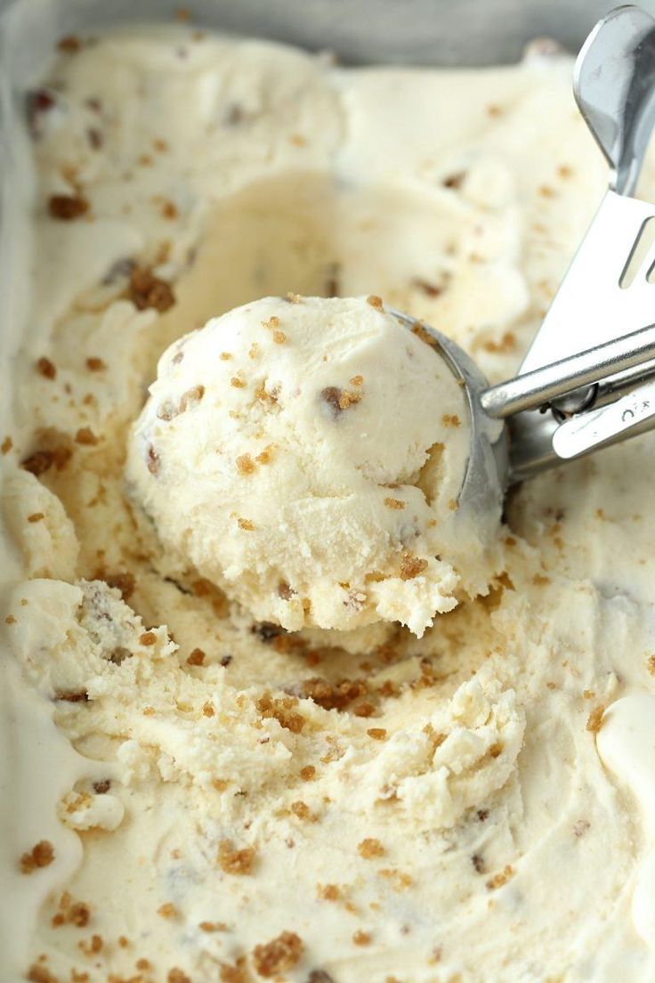 a scoop of ice cream in a metal container