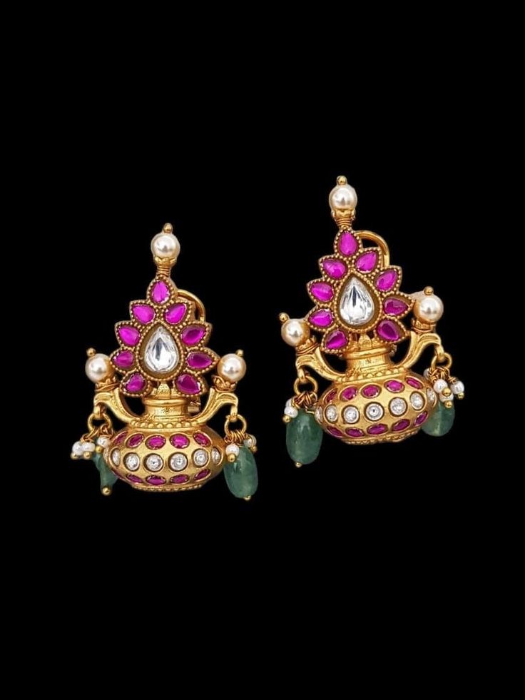 sizes in terms of height and weight are mentioned in grams and inches in the photo Traditional 22k Gold Bridal Earrings For Festive Occasions, Festival Brass Earrings With Cutdana, Temple Style Bridal Brass Earrings For Festivals, Gold Cutdana Danglers For Navratri, Navratri Gold Cutdana Danglers, Navratri Gold Danglers With Cutdana, Temple Jewelry Style Brass Cutdana Earrings, Diwali Brass Earrings With Tilla, Brass Cutdana Temple Jewelry Earrings