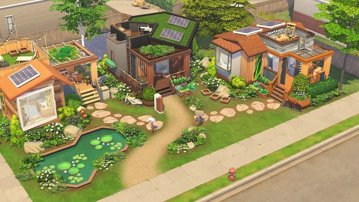 the sims 4 eco - lifestyle home is shown in this screenshot from the game