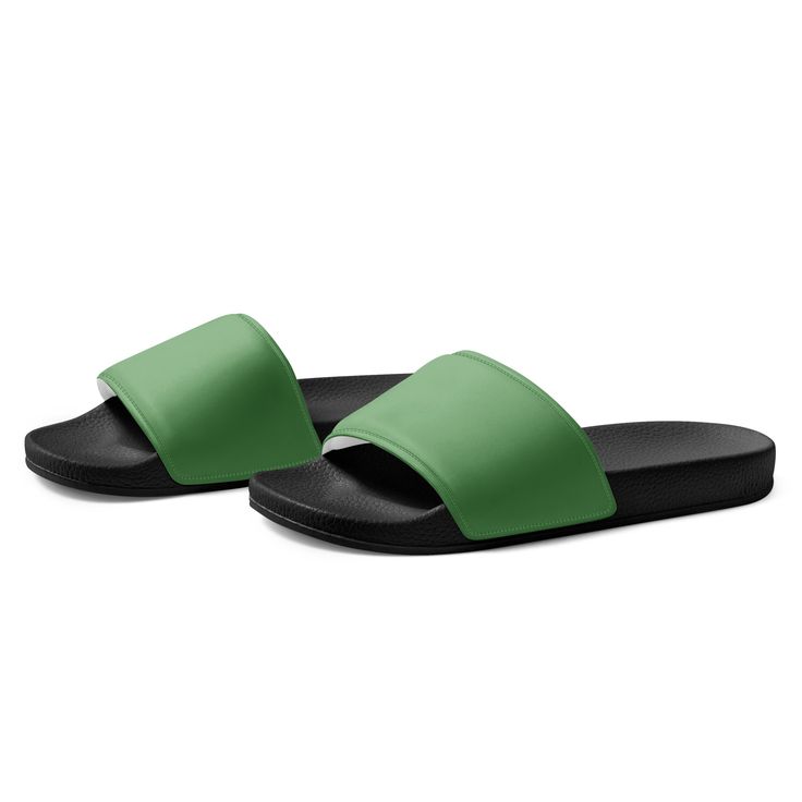 Looking for a stylish and practical pair of slides for your next beach or pool day? Look no further than our Dusty Green Color Women's Slides. These slides are perfect for those who want a casual and relaxed look without sacrificing style. With a simple and minimalist design, these slides are easy to slip on and off, making them perfect for a day spent lounging by the water. So why wait? Add these Dusty Green Color Women's Slides to your summer wardrobe today! Women's Slides Product Details: • C Casual Green Slip-on Slides, Casual Green Non-slip Slides, Comfortable Green Slide Slippers, Trendy Solid Color Beach Flip Flops, Green Non-slip Casual Slippers, Green Casual Slides For Swimming, Casual Green Non-slip Slippers, Green Casual Slides, Casual Beach Slides