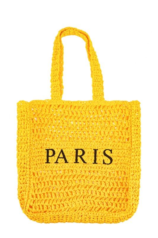 PARIS Embroidery Straw Tote Bag14"(L) x 3.5"(W) x 16"(H) Enhance your resort look with the PARIS Embroidery Straw Tote Bag. This versatile beach bag is made of durable straw and features beautiful Paris detail. Perfect for a day at the beach or a stroll around the resort, this tote bag will elevate your style while also being functional and spacious enough to carry all your necessities. Summer Tote Shoulder Bag With Embroidered Logo, Summer Shoulder Bag With Embroidered Logo, Tote Style, Summer Embroidered Shoulder Bag For Shopping, Summer Embroidered Rectangular Bag, Yellow Shoulder Bag For Daily Use And Beach Season, Trendy Embroidered Summer Bag, Summer Rectangular Bag With Embroidered Logo, Summer Embroidered Shopping Bags, Embroidered Straw Bag For Summer