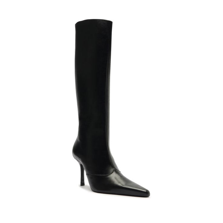 Raffaela Up Stiletto Boot Elegant Tall Boots For Work, Elegant Tall Boots For Workwear, Fitted High Shaft Boots, Elegant Tall Mid-calf Boots For Fall, Luxury Knee-high Boots For Evening, Classic Fitted Knee-high Boots With Reinforced Heel, Luxury Evening Knee-high Boots, Chic Tall Leather Mid-calf Boots, Elegant Wide Calf Tall Boots