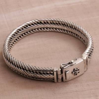 Artisan Crafted Sterling Silver Braided Bracelet from Bali - Eternal Shine | NOVICA Silver Braided Bracelet, Mens Chain Bracelet, David Yurman Bracelet, Mens Silver Jewelry, Silver Chain For Men, Sterling Silver Rings Bands, Braided Bracelet, Homemade Jewelry, Silver Chain Bracelet