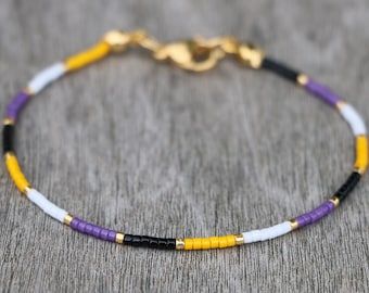 Nonbinary Jewelry, Nonbinary Bracelet, Lgbtq Bracelet, Pride Bracelets, Lgbt Bracelet, Pride Jewelry, Bracelet Materials, Purple Beaded Bracelets, Non Binary Pride