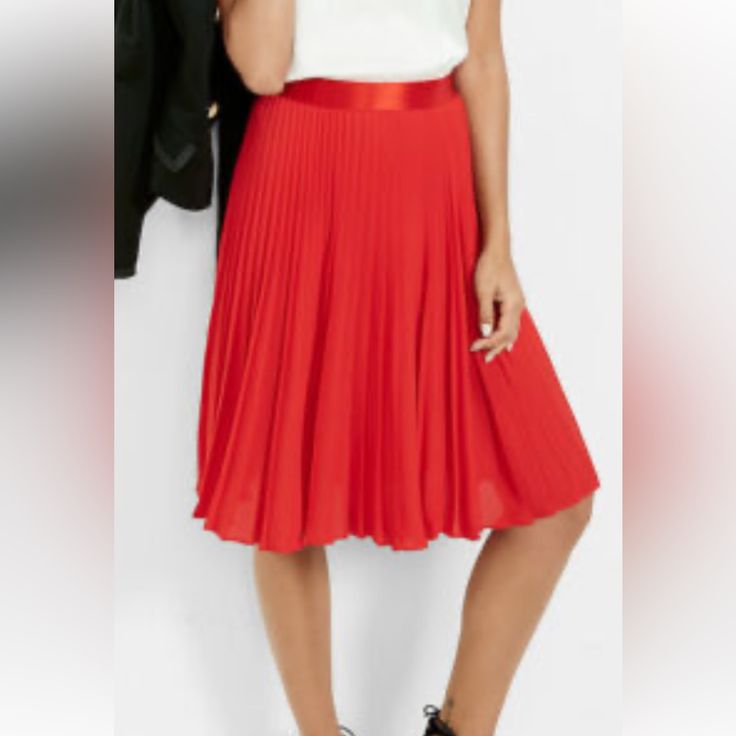 Nwt Red Skirt Perfect For Holidays. Never Worn Trendy Red Knee-length Skirt, Trendy Red Skirt For Workwear, Trendy Red Skirt For Work, Elegant Red Skirt For Day Out, Red Flared Pleated Skirt For Work, Red Midi Skirt For Day Out, Chic Red Pleated Skirt For Workwear, Chic Red Skirt For Spring, Red Knee-length Pleated Skirt For Spring