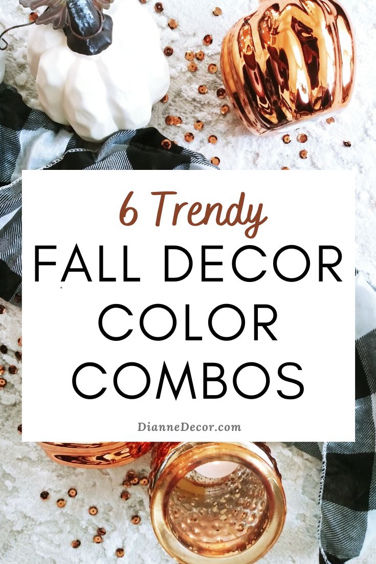 the words, 6 trendy fall decor color combos are in front of pumpkins and