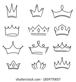 a set of nine hand drawn crowns