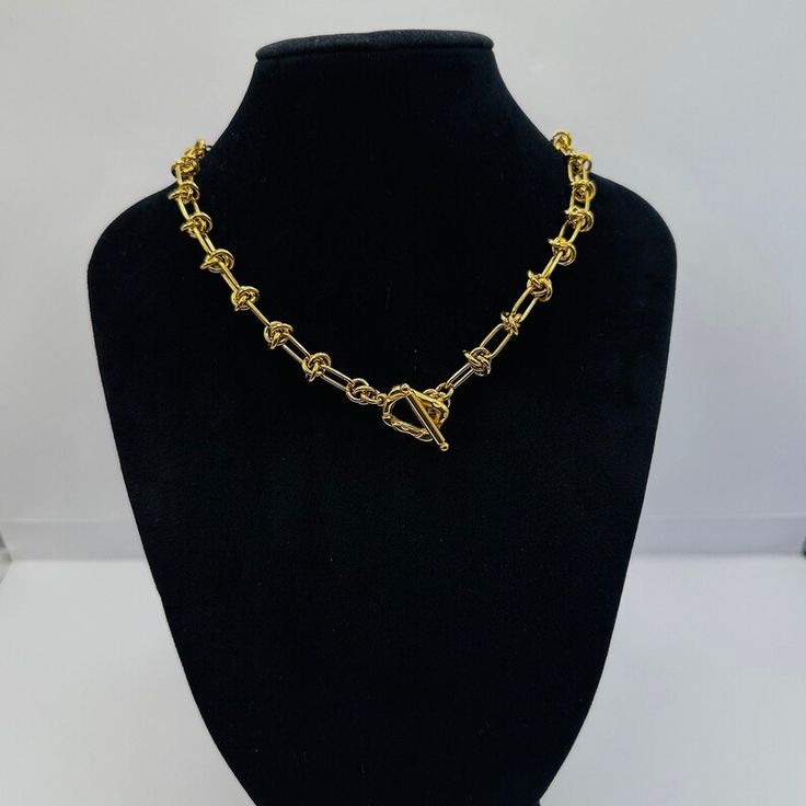 This chain necklace is smashing. Can be worn daily with any kind of outfit. #roughnecklace #barbwiredesigners #lovenecklace #streetnecklace #celebritynecklace #barbwirenecklace Trendy Toggle Necklace With Clavicle Chain As Gift, Trendy Toggle Necklace With Lobster Clasp As Gift, Gold-tone Toggle Chain Necklace For Gifts, Gold-tone Toggle Chain Necklace Gift, Trendy Gold Toggle Link Necklace, Gold-tone Toggle Necklace With Gold Chain As Gift, Trendy Gold Link Toggle Necklace, Gold-tone Toggle Necklace Gift, Trendy Gold Toggle Necklace With Clavicle Chain