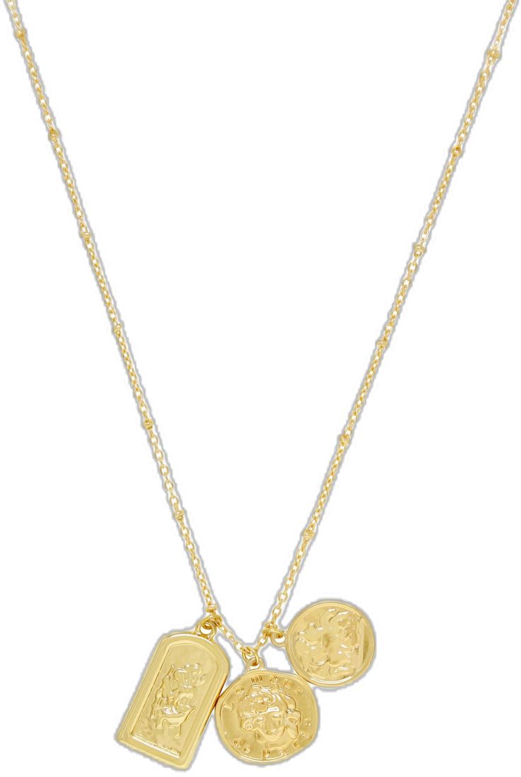 Gold Coin Necklace With Charms In Amulet Style, Adjustable Yellow Gold Charm Necklace With Coin Pendant, Gold Initial Pendant Locket Necklace With Charms, Gold Locket Necklace With Initial Pendant And Charms, Dainty Gold Locket Necklace With Charms, Gold-tone Tarnish Resistant Gold Plated Medallion Necklace, Gold Plated Locket Pendant Charm Necklace, Gold Round Locket Necklace With Charms, Gold-plated Locket Pendant Charm Necklace