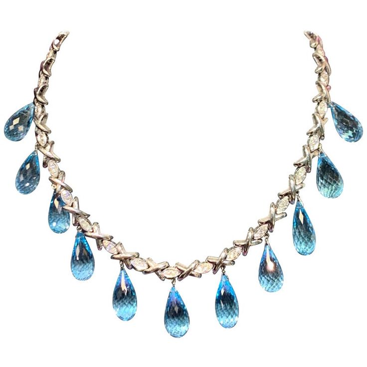 Blue Topaz Crystal Necklaces, Luxury Diamond Cut Topaz Necklace, Luxury Dazzling Topaz Jewelry, Luxury Topaz Jewelry With Gemstone Accents, Diamond Drop Necklace, Diamond Girl, Gold Topaz, Book Jewelry, Diamond Drops