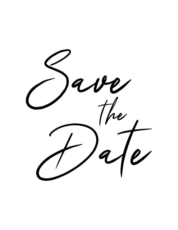 the words save the date written in black ink