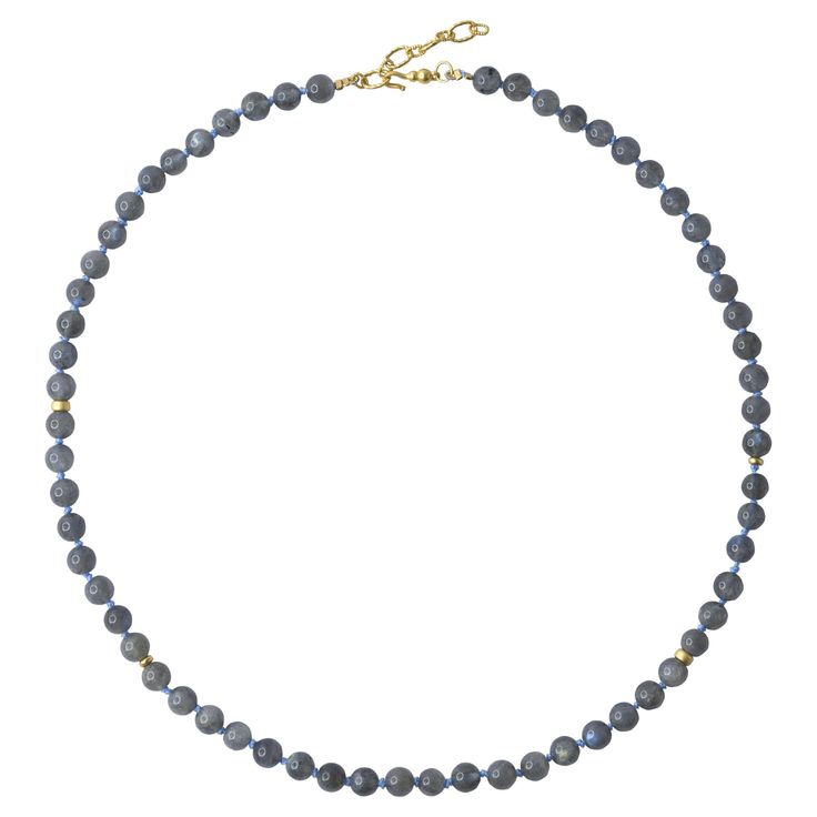 Drape yourself in mystique with this labradorite piec. As light dances across its surface, you'll feel a connection to ancient wisdom and hidden depths, inviting curious glances and sparking intriguing conversations. 20" Total Length + 1.5" Adjustable Extension Labradorite Beads 6mm, From Poland 22K Gold Plated Silver Adjustable Clasp, From Vietnam Handmade in Westport CT. US Free shipping and Free returns within 90 days of receipt 2-year warranty Labradorite Gemstone Beads Necklace For Meditation, Labradorite Stone Necklaces, Labradorite Stone Round Necklace, Spiritual Labradorite Jewelry With Gemstone Beads, Mystical Labradorite Necklaces For Meditation, Mystical Labradorite Necklace For Meditation, Elegant Labradorite Gemstone Bead Crystal Necklace, Elegant Labradorite Crystal Necklace With Gemstone Beads, Elegant Crystal Necklace With Gemstone Beads And Labradorite