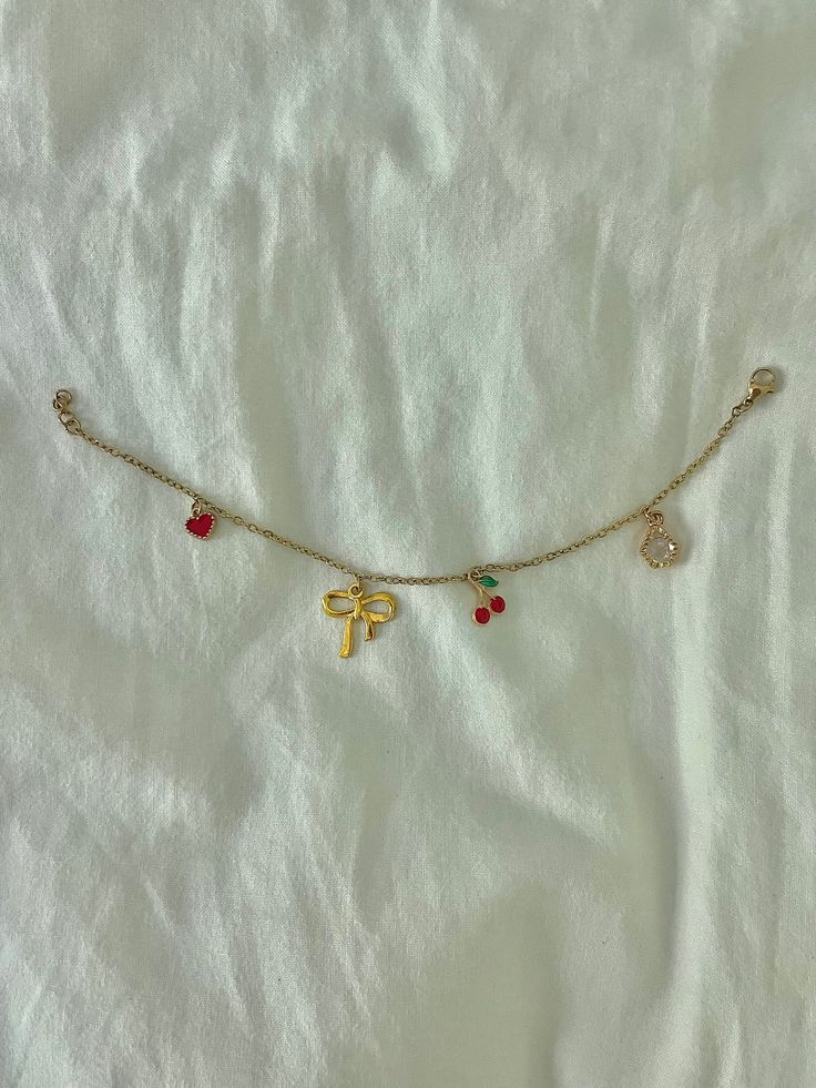 Charm Bracelet Dainty Charm Bracelet Coquette Cherry Charm Jewelry Birthday Gift Red and Gold Charm Bracelet Gift - Etsy Charm Bracelet Aesthetic, Bracelet Coquette, Coquette Cherry, Cherry Charm, Fancy Hands, Etsy Promotion, Bracelet Dainty, Charms Bracelet, Bracelet Charms