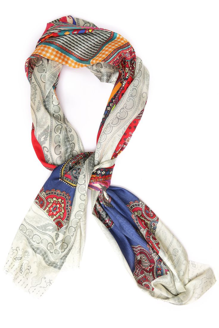 The luxuriously soft silk makes the scarf lightweight, durable, and breathable. Generously sized, it can be worn as a shawl or swirled around the neck. 72 x 28 inches 100% silk Fringe trim Dry clean only Luxury Multicolor Scarf With Traditional Patterns, Luxury Multicolor Scarves With Traditional Patterns, Luxury Bohemian Silk Scarf For Festive Season, Luxury Red Silk Scarf For Spring, Luxury Red Silk Scarf For Summer, Luxury Red Bohemian Scarf, Luxury Multicolor Scarf With Traditional Drape, Luxury Multicolor Scarves With Traditional Drape, Luxury Multicolor Silk Scarf With Traditional Drape