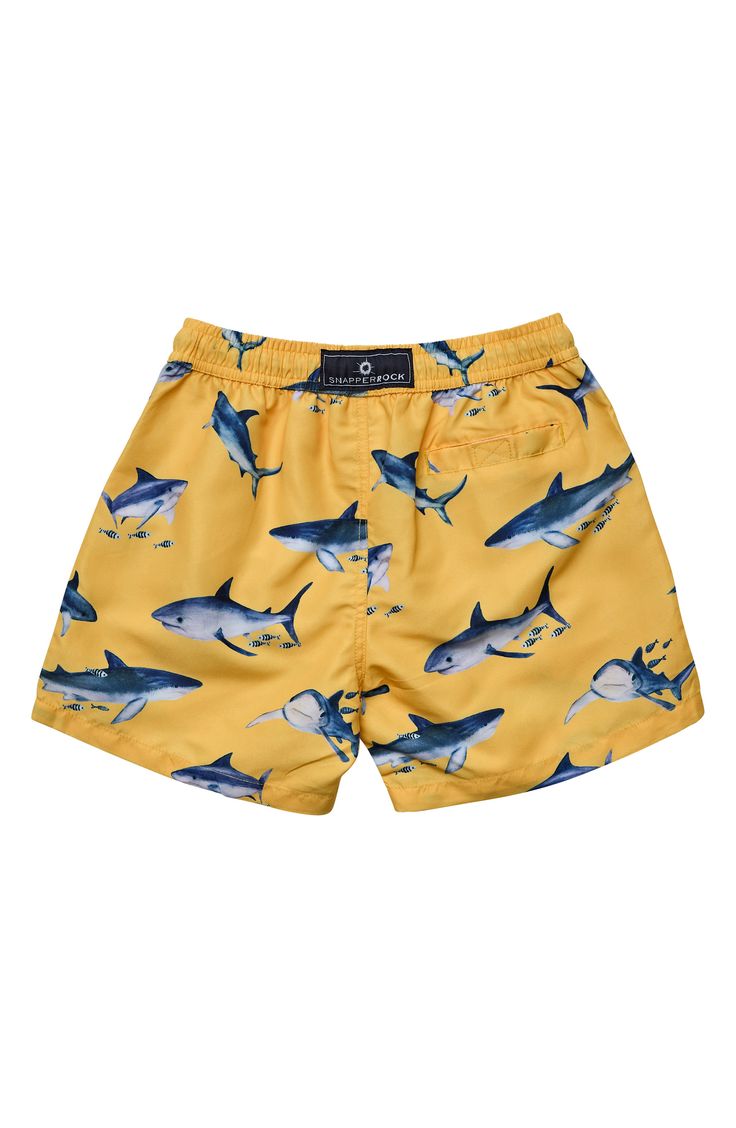 Made for splashing, these kid-size board shorts are made from a quick-drying, sun protective fabric with for an ocean-loving finish. UPF 50+ sun protection 100% polyester Machine wash, line dry Imported Playful Swim Trunks For Ocean Activities, Playful Swim Trunks With Built-in Shorts, Playful Swim Trunks With Elastic Waistband For Beach, Playful Swim Trunks With Elastic Waistband, Playful Swim Trunks With Elastic Waistband For Vacation, Playful Vacation Swim Trunks With Elastic Waistband, Playful Short Swim Trunks With Elastic Waistband, Playful Short Swim Trunks For Swimming, Playful Swimming Shorts For Summer