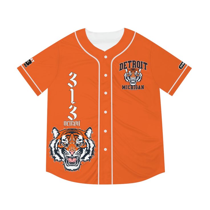 an orange baseball jersey with tigers on it