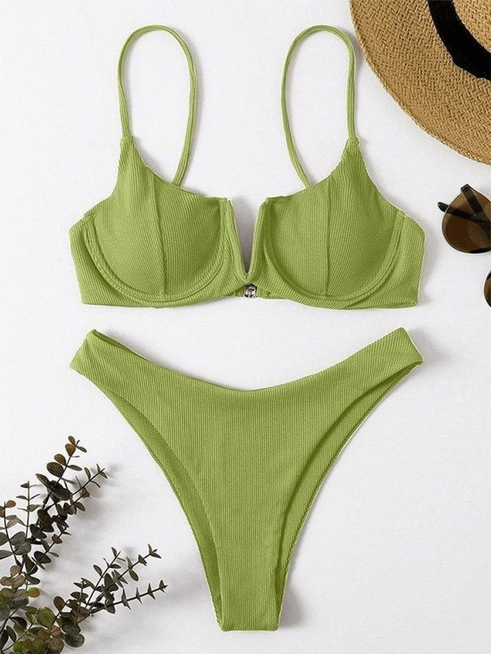 Underwire Ribbed Bikini Set - AnotherChill Swimwear High Waisted, Summer Swimwear, Swimwear Women, Tankini Set, Womens Bathing Suits, Women Swimsuits, Womens Swimwear, Bathing Suit, Tankini