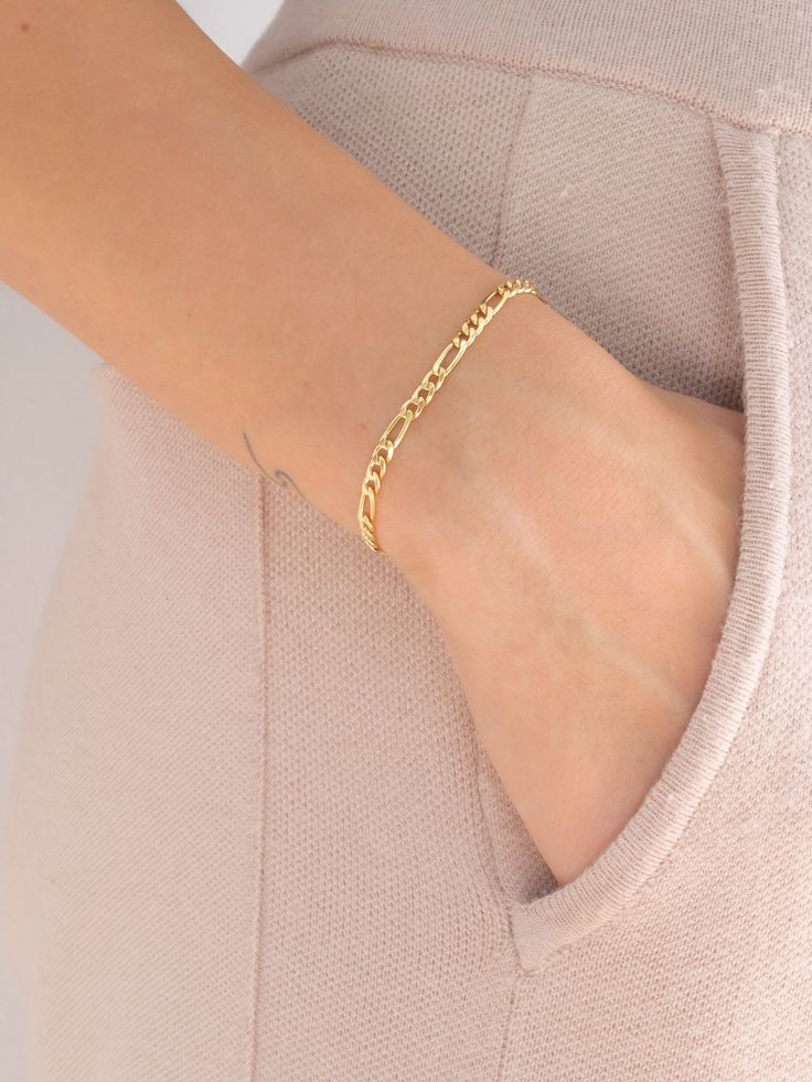 14k Gold-Filled Figaro Chain Sizing Guide: Click Here *Allow 3-5 business days for production before shipping as all of our pieces handmade* Figaro Bracelet, Figaro Chains, Figaro Chain, Timeless Jewelry, Go Out, Out Of Style, Delicate Bracelet, Chain Bracelet, Anklets