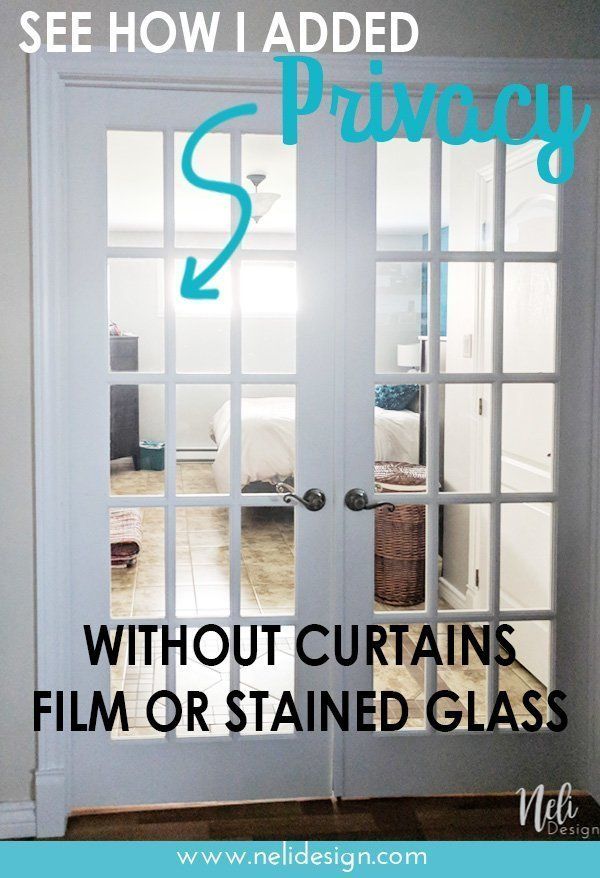 an open door with the words see how i added privacy without curtains film or stained glass