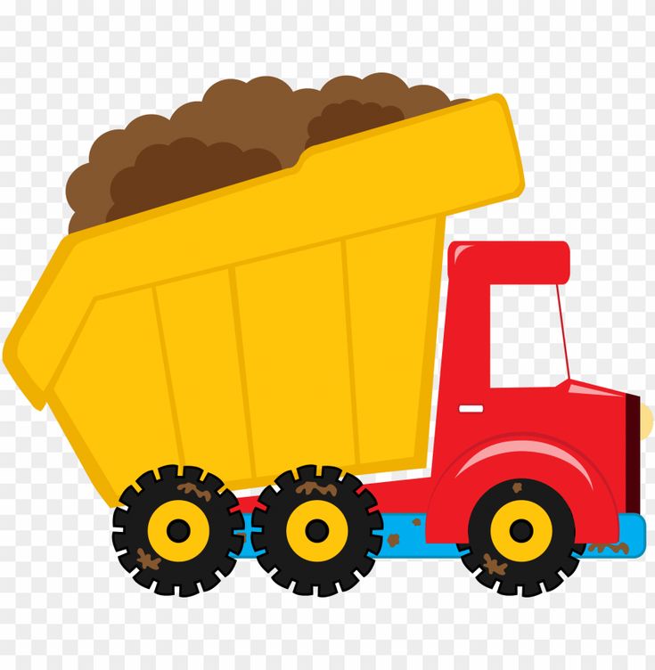 a green dump truck with yellow wheels and large tires on the front, transparent background