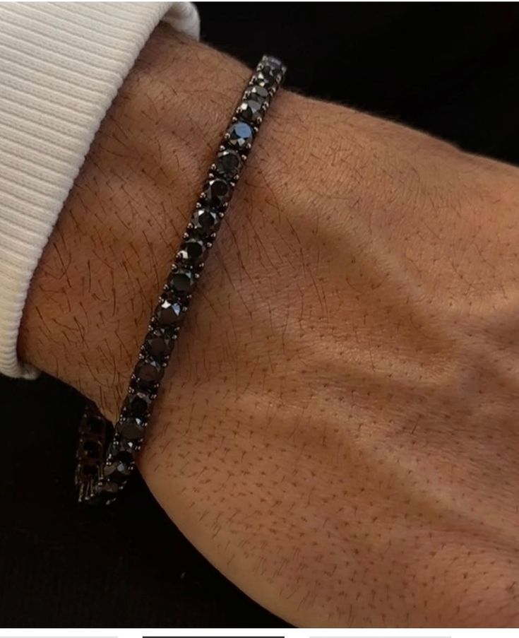 The perfect beauty of ours new tennis bracelet with this mesmerizing black diamonds set in sleek black rhodium. make this captivated statement piece for any occasion. With its seamless blend of elegance and edge, this bracelet is sure to turn heads and elevate any ensemble to new heights of chic refinement. Handcrafted in Miami with loveOur jewelry our made to order. Please allow 2-4 weeks to process your order If you prefer a size that is not shown, please email us at info@assehjewels.com ♡ ________________________________ DETAILS bracelet lenght : 6"inch to 7 "inch ,2mm diamond type : round total carat estimation :1.40ct to 1.88ct diamond clarity :SI diamond color : G total weigh : 5:29 gr Luxury Black Jewelry With Single Cut Diamonds, Luxury Black Diamond Classic Bracelet, Luxury Timeless Jewelry With Black Diamonds, Luxury Black Diamond Fine Jewelry Bracelet, Luxury Black Diamond Round Bracelets, Formal Tennis Bracelet With Black Diamonds, Formal Bracelets With Black Diamonds, Black Diamond Tennis Bracelet For Formal Occasions, Elegant Tennis Bracelet With Black Diamonds For Formal Occasions