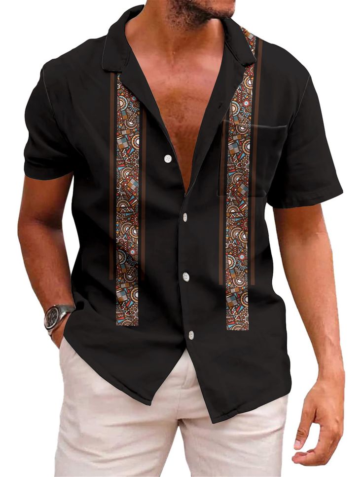 PRICES MAY VARY. Various Occasions - mens button up short sleeve shirt is perfect for summer fashion and casual, beach, vacations, themed parties, luau, cruises, camping, fishing, sailing, music festivals, and everyday wear. You can easily pair it with casual pants, Hawaiian shorts, or even swim trunks, creating a relaxed and refreshing summer fashion style. Comfortable Fabric - print button shirt is crafted from premium materials, with 94% polyester and 6% spandex, ensuring a soft and comfortab Mexico Wedding Mens Attire, Mexican Clothing Style Men, Miami Vice Party Outfit Men, Beach Formal Wedding Guest Men, Filipino Fashion Street Styles, Hawaiian Shirt Outfit Mens, Guy Coachella Outfits, Funny Beach Shirts, Miami Mens Fashion