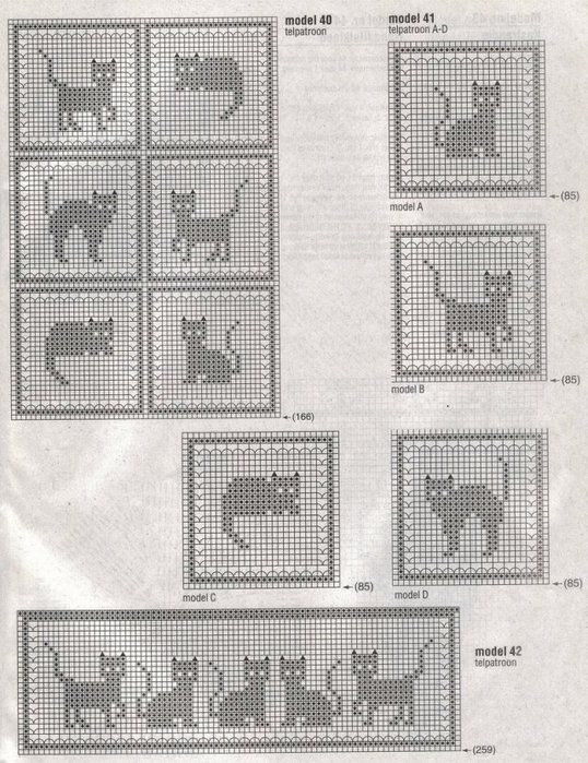 the cross stitch pattern shows four different dogs