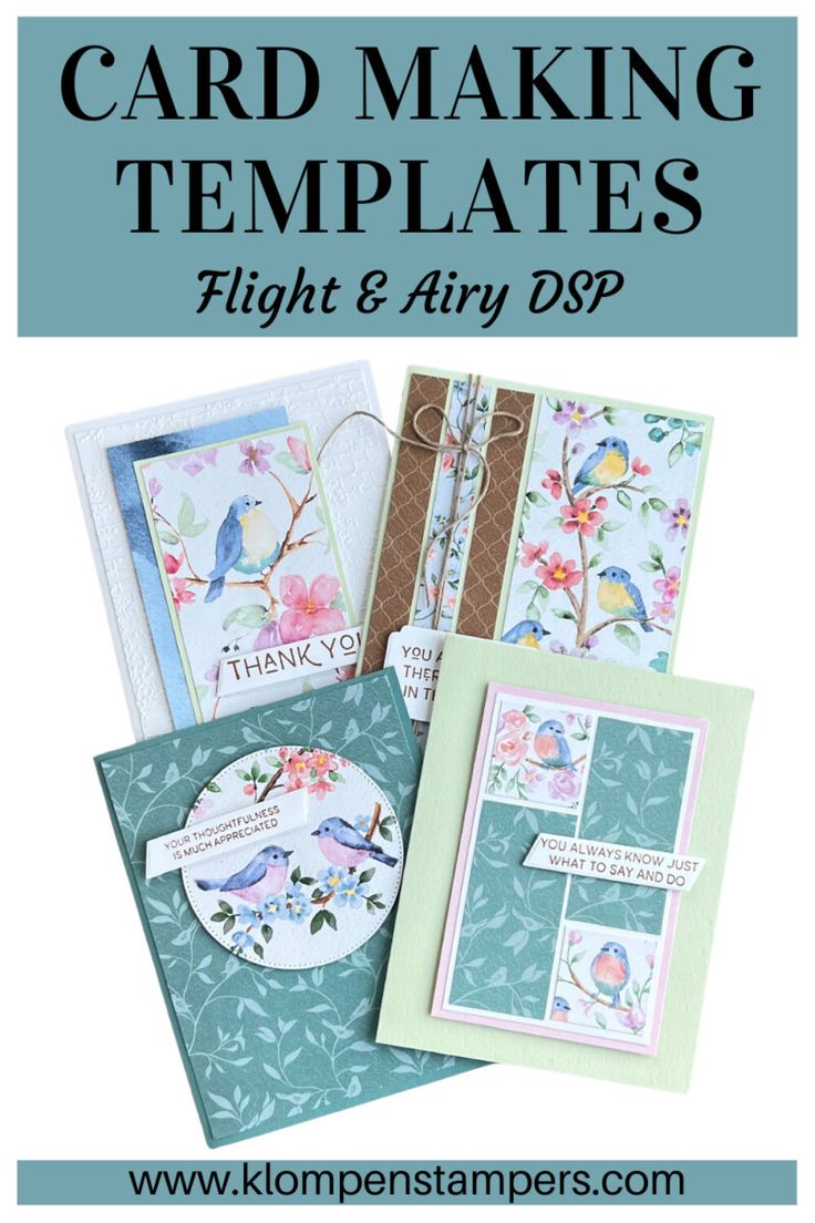 some cards and envelopes with the words card making templates flight & any dsp