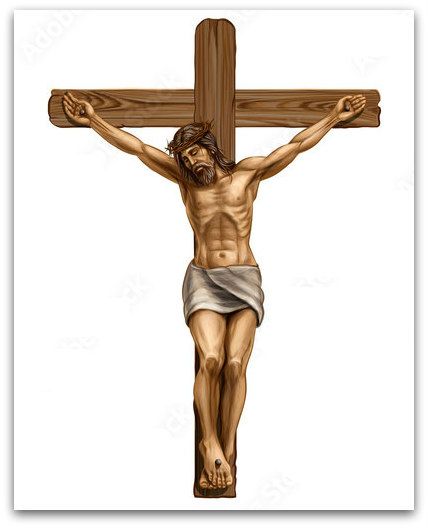 the crucifix is made up of wood and has an image of jesus on it