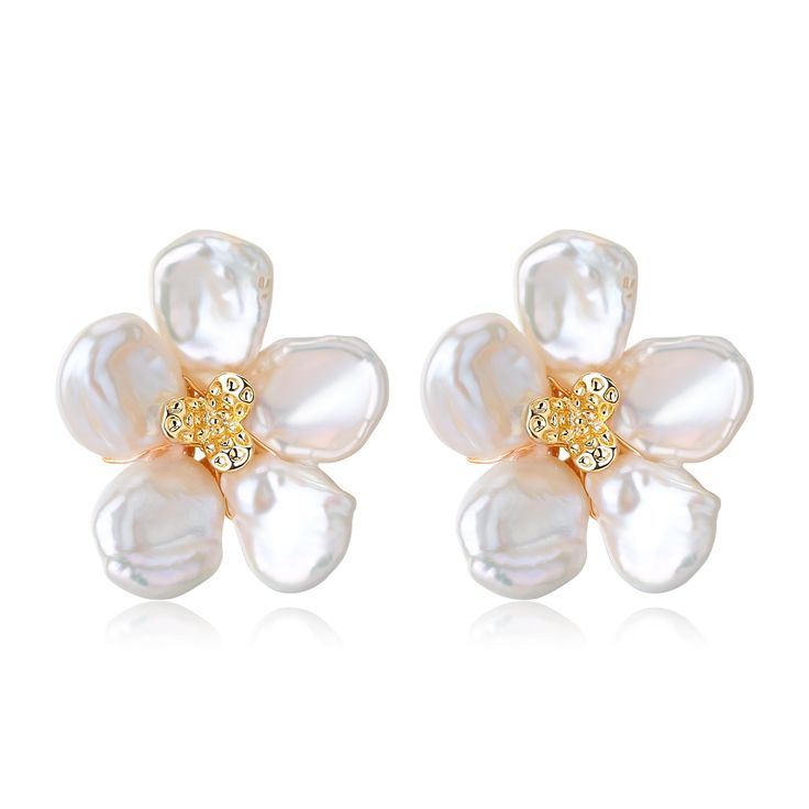 Embrace the freshness of spring and summer with our Handmade Keshi Pearl Flower Petal Earrings and Ring Set. Crafted purely by hand, this set features natural keshi pearls, carefully selected for their unique charm and size of 7-8mm. Each piece captures the essence of blooming flowers, perfectly complemented by sterling silver accessories. The adjustable ring ensures a comfortable fit for any wearer. This set is an ideal choice for those who appreciate the beauty of handmade, natural jewelry. Pr Spring Pearl Earrings As Gift, Elegant Pearl Earrings As A Spring Gift, Spring Wedding Pearl Drop Jewelry, Flower Shaped Pearl Earrings For Spring, Floral Pearl Earrings For Spring, Spring Flower Shaped Pearl Earrings, Spring Flower Pearl Earrings, Flower Shaped Pearl Earrings With Pearl Drop, Feminine Flower Pearl Earrings For Gift