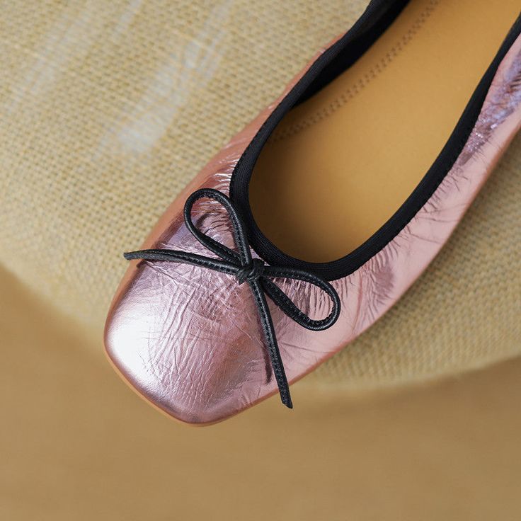 Ladies. treat yourself to a little luxury with these gorgeous square toe ballet flats. Made from premium leather and decorated with abow. these pink flats are super chic and comfy. Whether you're dressing up for a special occasion or just want to add a pop of color to your everyday look. these shoes are sure to turn heads. Upper: Leather Lining: Leather Outsole: TPR Toe: Square Toe Closure: Slip on Color: Pink. Gun color is_handmade: Yes Pink Slip-on Ballet Flats For Spring, Pink Ballet Flats For Spring, Pink Spring Ballet Flats, Feminine Summer Party Ballet Flats, Spring Pink Ballet Flats With Flat Heel, Pink Slip-on Ballet Flats For Summer, Casual Leather Ballet Flats For Party, Pink Ballet Flats With Bow For Spring, Pink Spring Ballet Flats With Bow