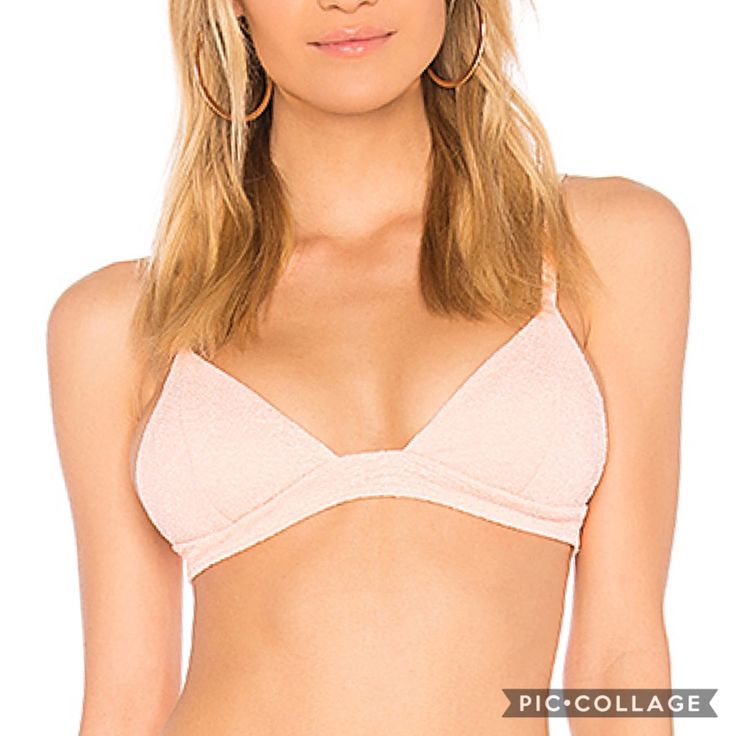 New With Tags Kopper & Zink Tios Textured Bikini Top Color Is Blossom Size Medium Spring Beachwear Fitted Bra, Beachwear Bra For Poolside Summer, Summer Beachwear Bra For Poolside, Pink Underwire Summer Top, Underwire Summer Beach Tops, Spring Beach Fitted Bra, Summer Vacation Bra With Triangle Top, Summer Bra For Beach Season Vacation, Pink Bra For Spring Vacation