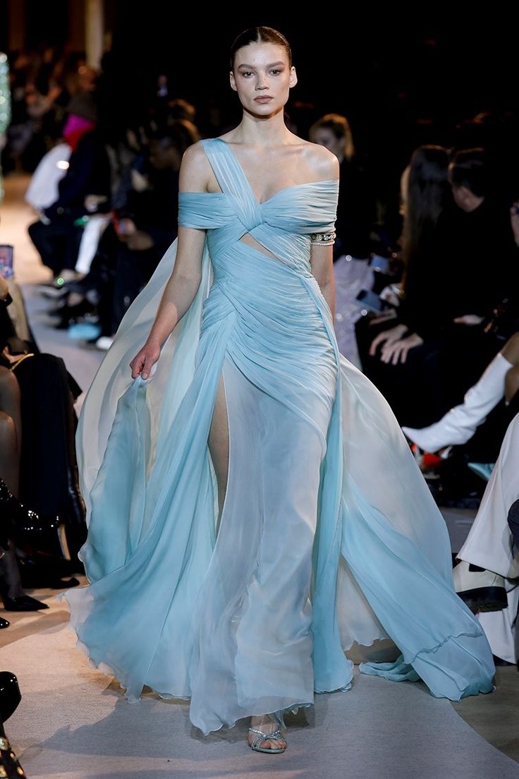 COUTURE SPRING-SUMMER 2023 Blue Runway Dress, Zuhair Murad Haute Couture, Runway Magazine, Fantasy Dresses, Fantasy Gowns, Spring Summer 2023, Runway Trends, Zuhair Murad, Fantasy Fashion