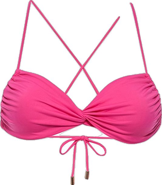 Pink Triangle Top Swimwear With Straps, Pink Fitted Swimwear With Straps, Pink Swimwear With Straps For Spring, Pink Underwire Swimwear With Straps, Pink Strapped Swimwear For Spring, Fitted Pink Swimwear With Straps, Pink Strapped Beachwear Swimwear, Pink Swimwear With Straps For Pool, Pink Strapped Swimwear For Pool