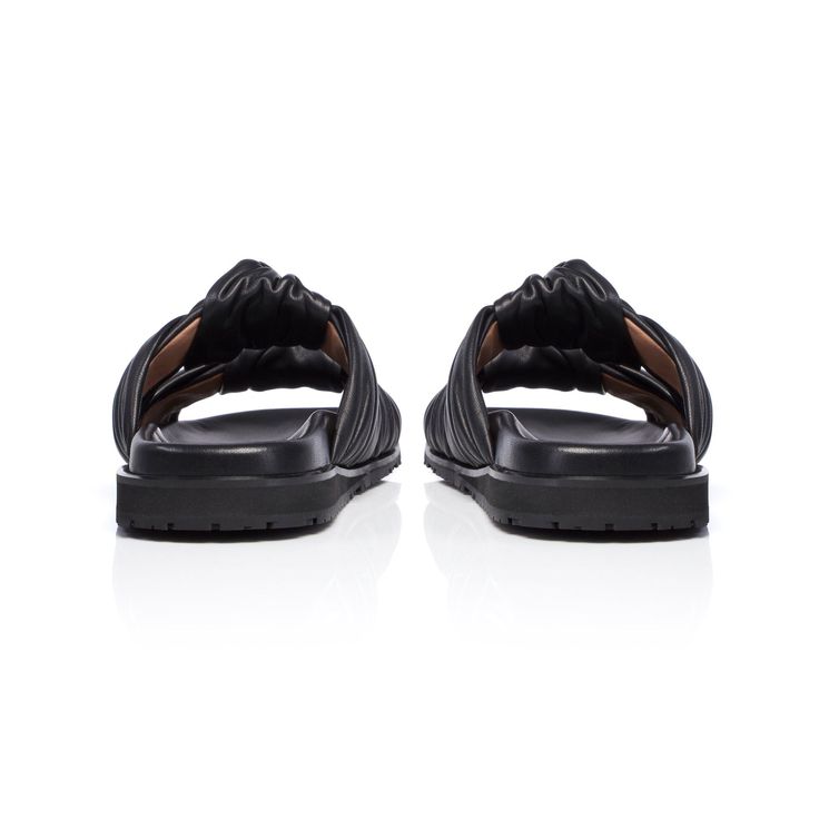 Dear Frances leather knot slides. Made in Italy from soft leather twin knot straps and set on a grounding rubber sole. Wear them to ground wispy dresses or with denim on weekends. Leather Double Strap Sandals With Wrapped Heel, Dear Frances, Leather Cover, Slow Fashion, Womens Flats, Italian Leather, Sliders, Soft Leather, Rubber Sole