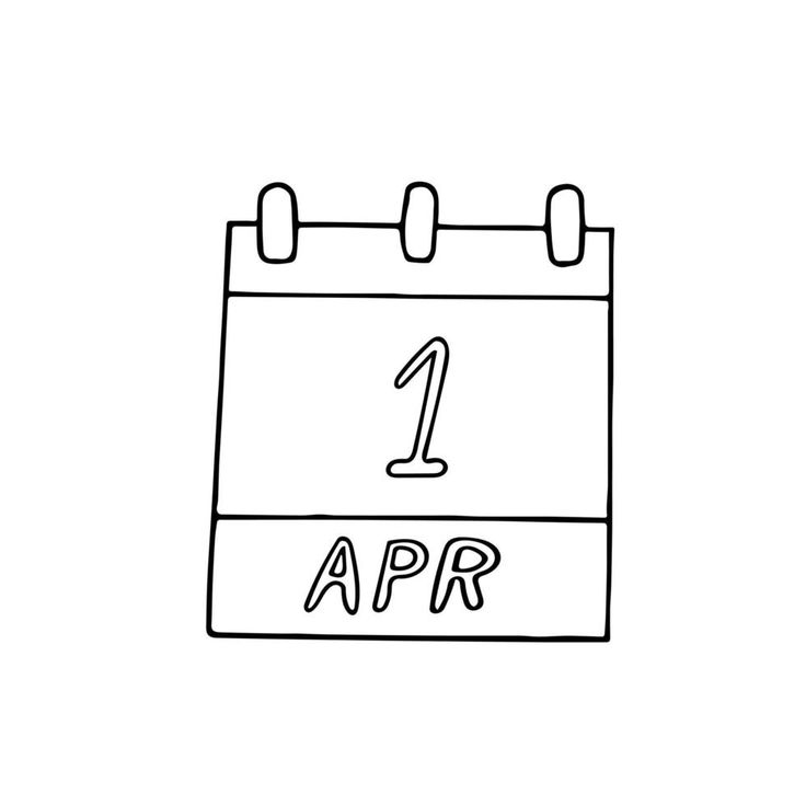 a black and white drawing of a calendar with the number one on it's page