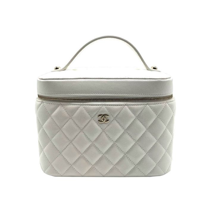 CHANEL Handbag Vanity Bag Coco Mark Matelasse Caviar Skin Leather White LadiesBrand: ChanelGender: WomenLine: MatelasseCountry of Origin: ItalyColor: WhiteMaterial: Caviar leatherComes with: NoneSize (HxWxD): 15cm x 21cm x 13.5cm / 5.9'' x 8.26'' x 5.31'' Chanel Vanity Bag, Coco Bar, Chanel Vanity, Vanity Bag, Gold Ounce, Vuitton Bag, Chanel Handbags, Dior Bag, Chanel Bag