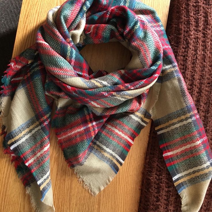 New In Package Beige/Green/Red Plaid Scarf/Wrap/Shawl By Tandisk. 56” X 58”. Super Soft, Cozy, And Versatile! One Size Fall Wrap Scarves, Wrap Scarves For Fall, One Size Fall Wrap Scarf, One Size Wrap Scarves For Fall, Red Plaid Scarf, Spring Work, Wrap Shawl, Really Cute Outfits, Red Plaid