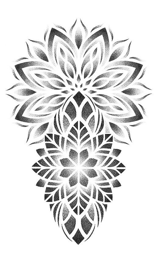 a black and white drawing of a flower with leaves in the shape of a heart