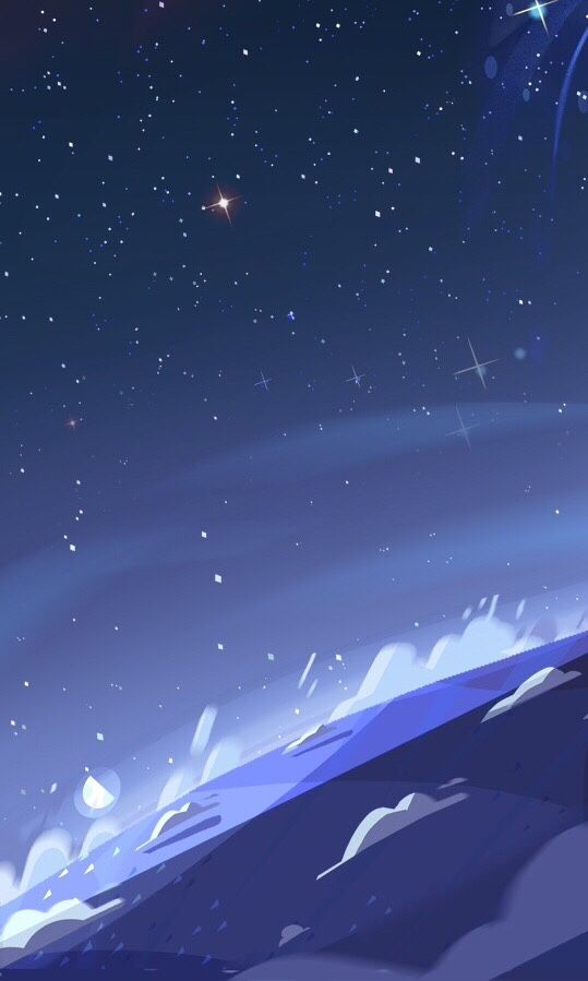 an anime scene with the sky and stars in the background