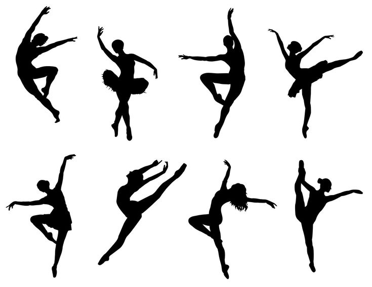 the silhouettes of ballet dancers in different poses