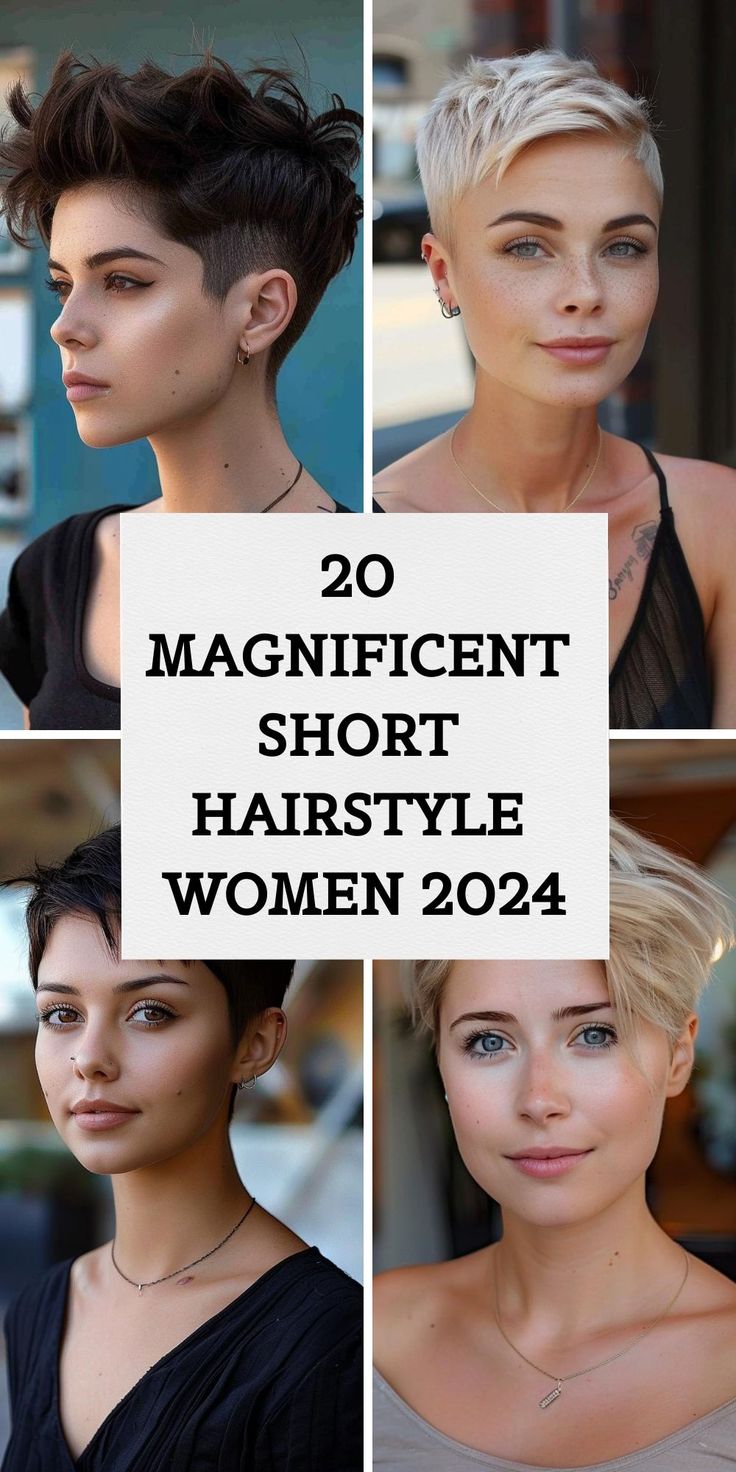 20 stylish short haircuts for women 2024 Short Chic Hairstyles, Short Hair High Forehead, Ultra Short Hairstyles For Women, Short Sides Long Top Women, Very Short Haircut For Women, Hairstyles 2024 Trends Women Short, Pixi Hair 2024, Short Hairstyle Women Fade, Pixie Haircut No Bangs