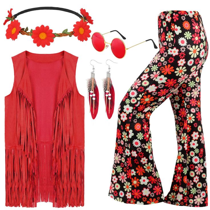 PRICES MAY VARY. Women's Western Cowgirl Hippie Outfit: the set includes 1 hippie costume fringe vest, 1 pair of 70's hippie flare pants, 1 bohemian crystal headband, 1 pair of bohemian feather earrings and 1 pair of vintage sunglasses; These 60s 70s outfits for women and accessories are classic in looking and vintage in style to add charm to you Reliable in Materials: the women's fringe vest of the hippie costume set is made of faux suede fabric, vintage and retro, very soft and comfortable to Hippy Halloween Costumes For Women, Rock Star Costume Women, Hippie Diy Costume, 70 Style Outfits 70s Fashion Women, 70 Style Outfits 70s Fashion, Hippie Costume Ideas, Seventies Costume, 60s 70s Outfits, Flower Child Outfits