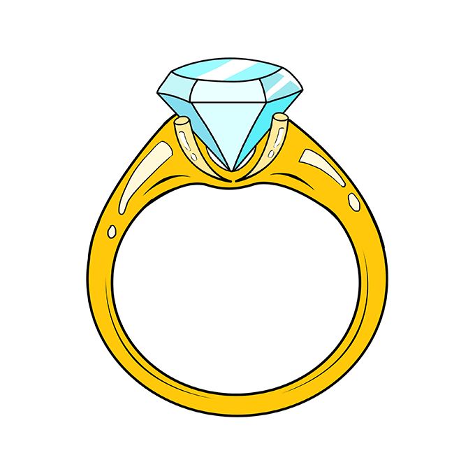 a yellow ring with a blue diamond on it