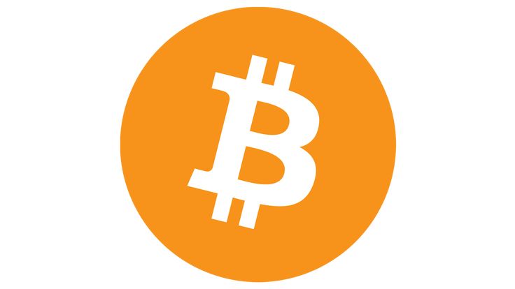 the bitcoin logo is shown in an orange circle on a black background,